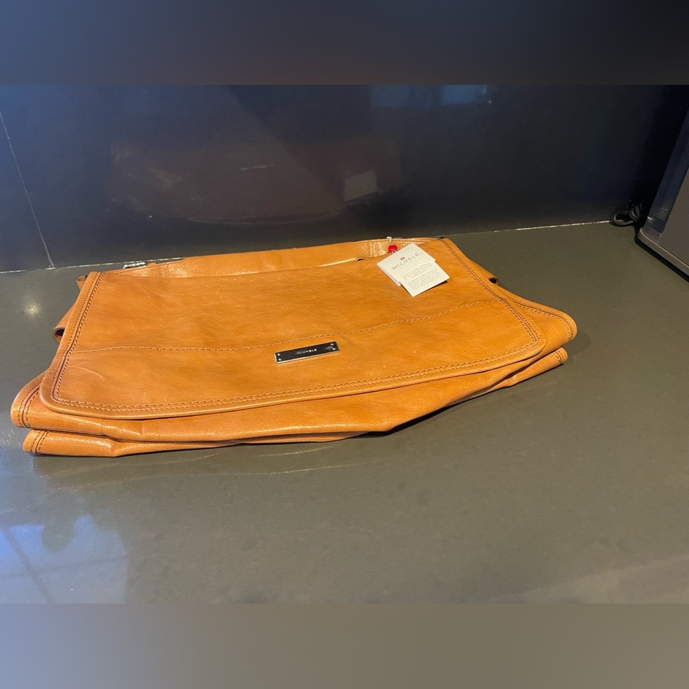 MICHELE BRAND Tan Real Leather Tote